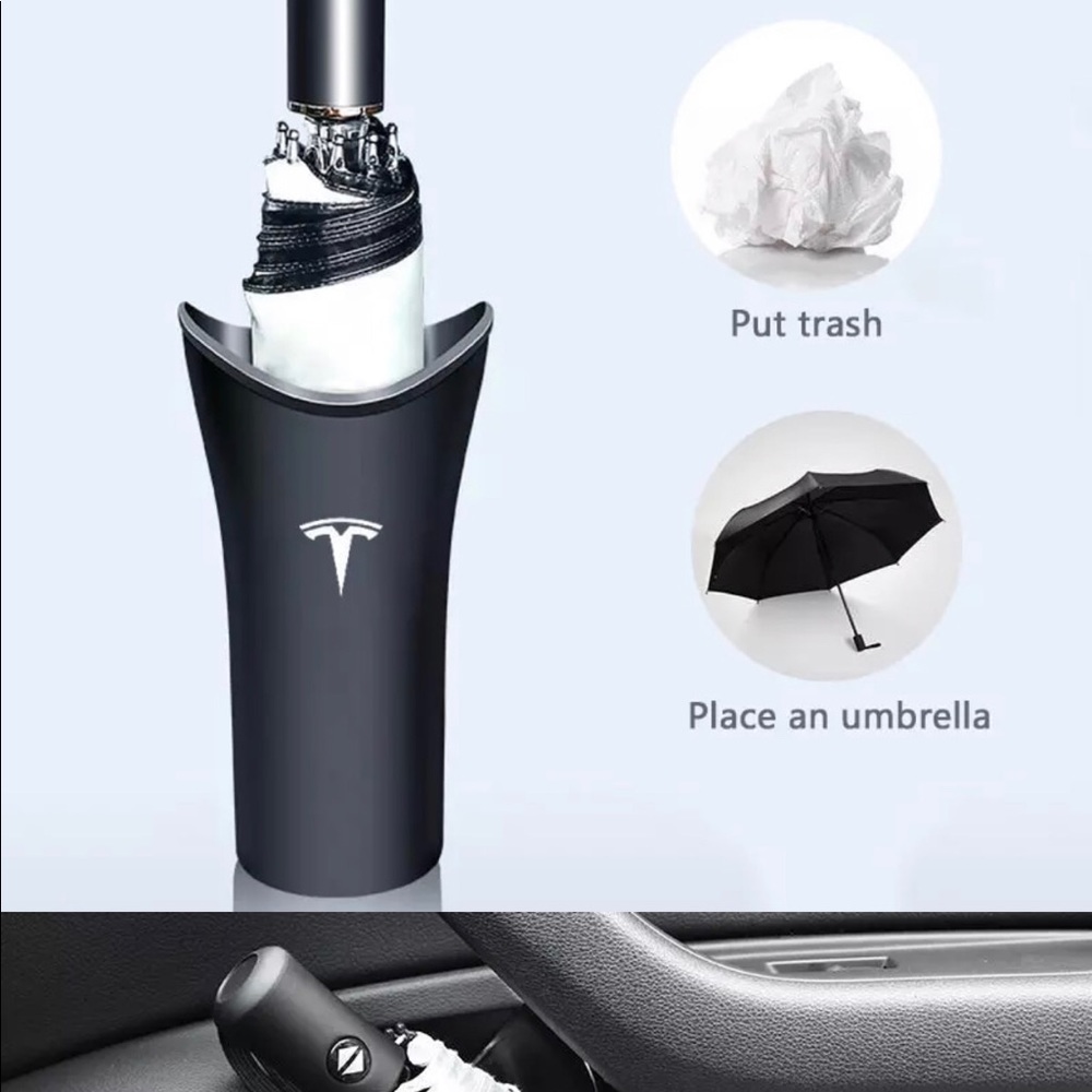 UPDATED TESLA umbrella holder w/TESLA microfiber towel